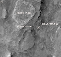 This image shows the current location of Spirit