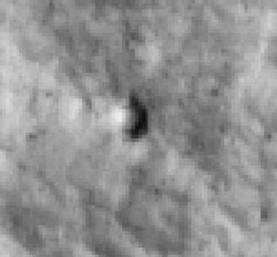 This high resolution image taken by MRO shows the Viking 1 heatshield.