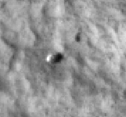 This high resolution image taken by MRO shows the Viking 1 lander.