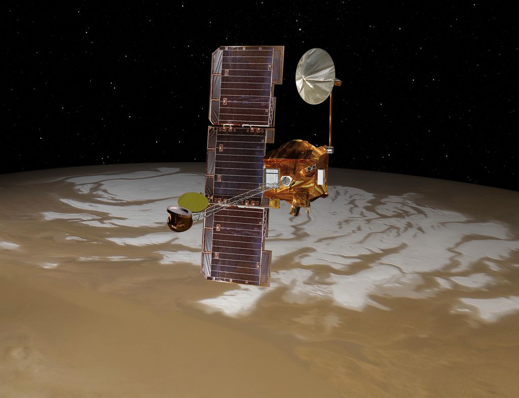 Odyssey over Mars' South Pole