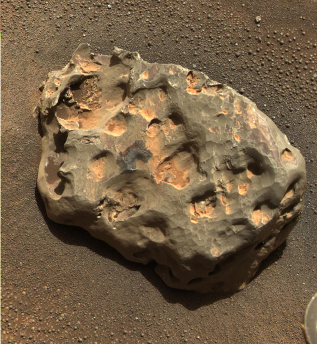 Opportunity found an iron meteorite on Mars, the first meteorite of any type ever identified on another planet.