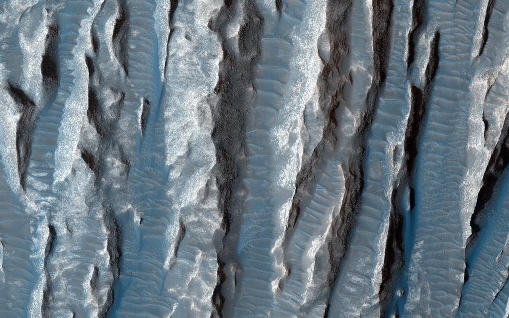 This view of Martian surface features shaped by effects of winds was captured by the HiRISE camera on NASA's Mars Reconnaissance Orbiter on Jan. 4, 2015. The spacecraft has been orbiting Mars since March 2006. On Feb. 7, 2015, it completed its 40,000th orbit around Mars.