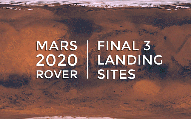 These three places on Mars are potential landing sites under consideration as the destination for the Mars 2020 rover mission.