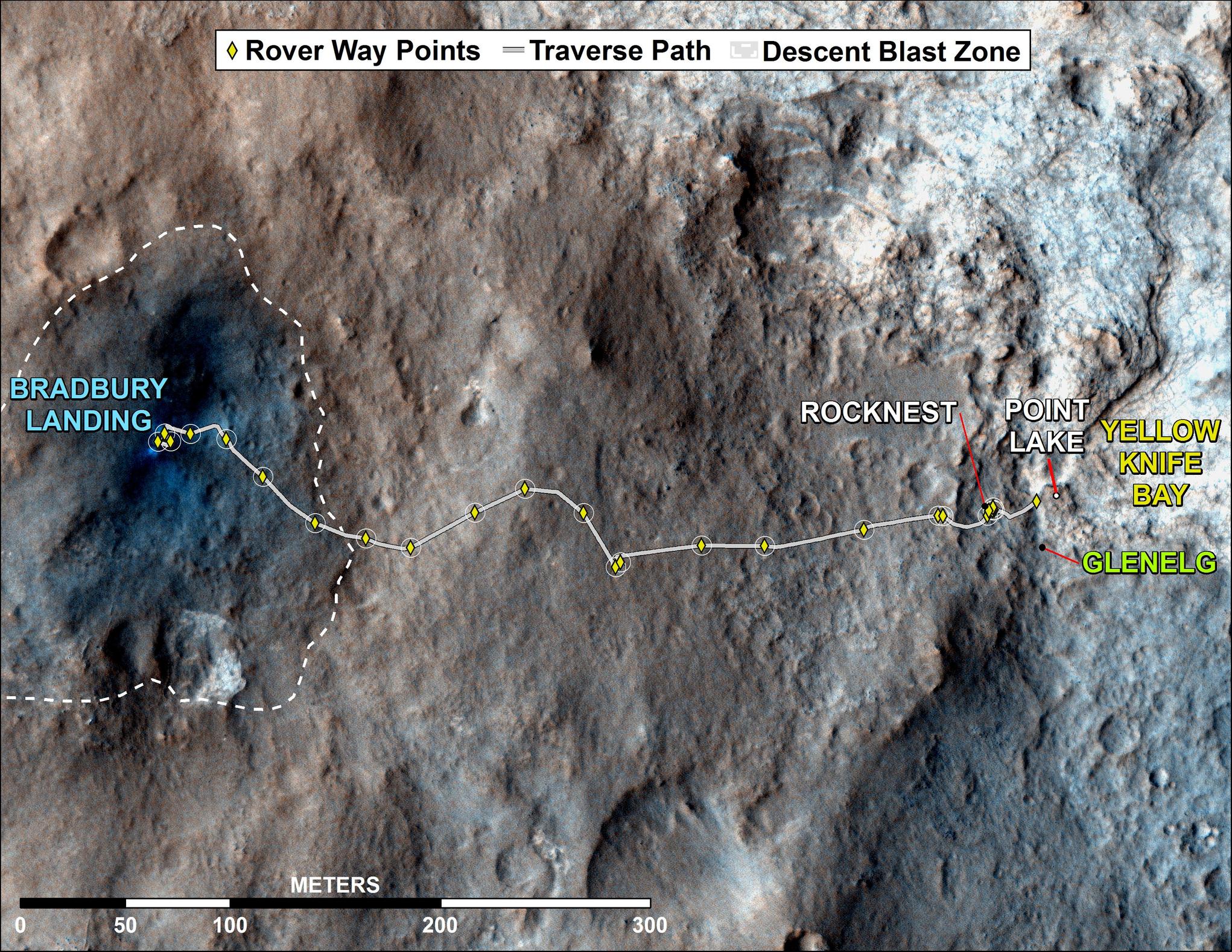 Curiosity Rover's Traverse, August through November 2012