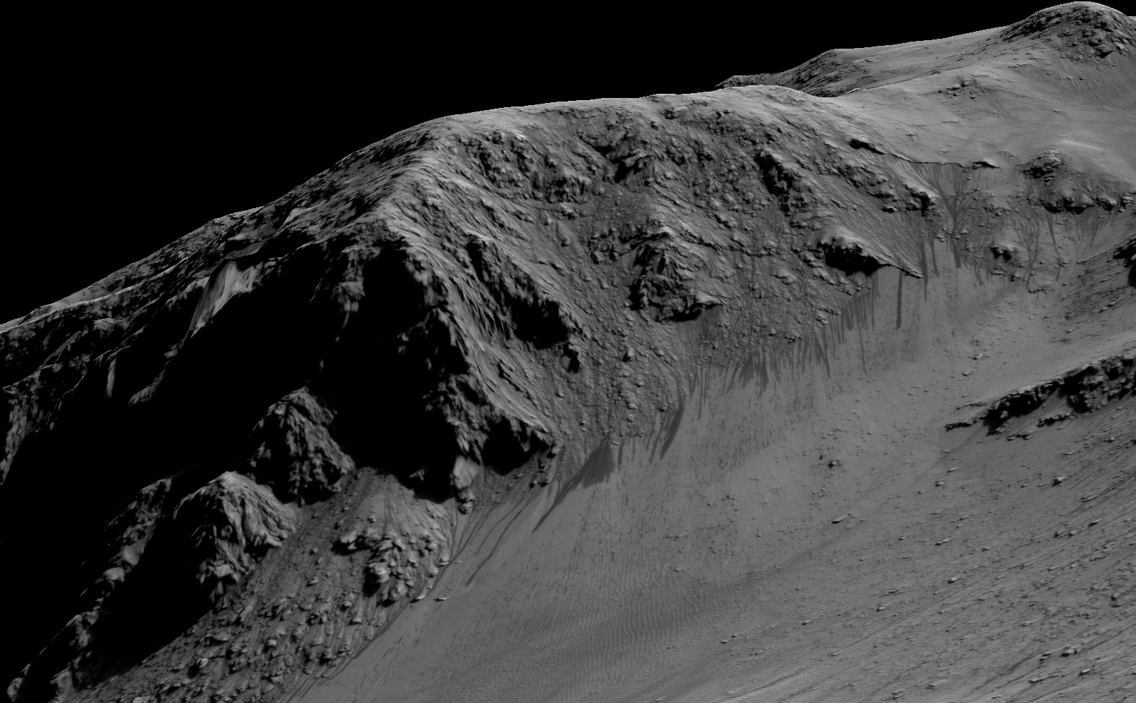 Recurring "Lineae" on Slopes at Horowitz Crater