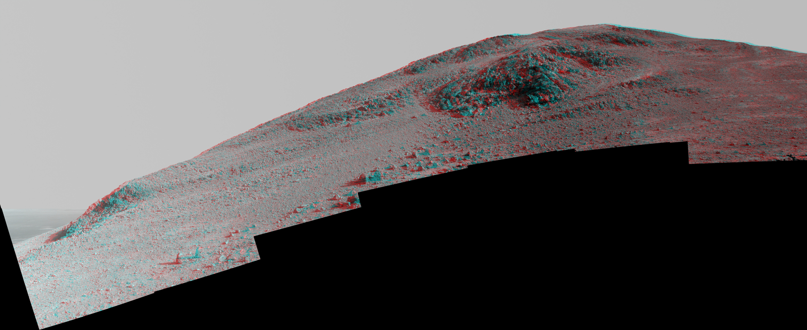 Steep 'Knudsen Ridge' Along 'Marathon Valley' on Mars (Stereo)