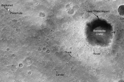 Rover Tracks Seen from Orbit labelled