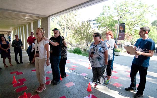 Teachers have fun putting their skills to the test in this hands-on activity during the Curiosity Educator Workshop at NASA's Jet Propulsion Laboratory in Pasadena, Calif