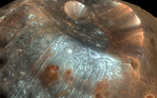 The large impact crater known as Stickney is the largest crater on the Martian moon Phobos.