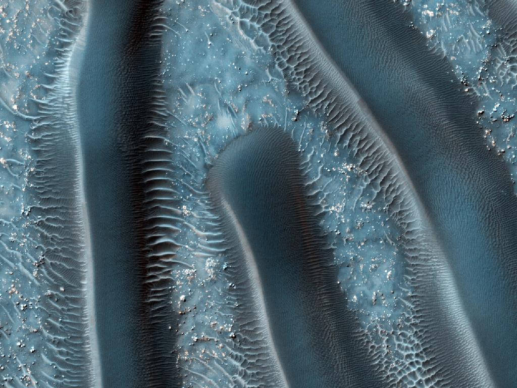 Sand dunes are among the most widespread aeolian features present on Mars.