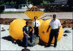 The inflatable rover, and the big yellow "tires" that gave rise to a new concept for a possible device to explore Mars.