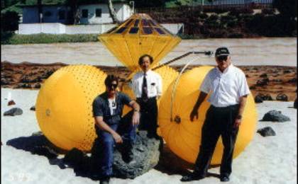 The inflatable rover, and the big yellow "tires" that gave rise to a new concept for a possible device to explore Mars.