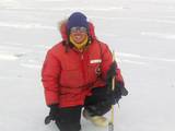 Dr. Nancy Chabot of Case Western Reserve University with the Arkansas-Oklahoma Center for Space and Planetary Sciences radiation dosimetry experiment near the Darwin Glacier, Antarctica.