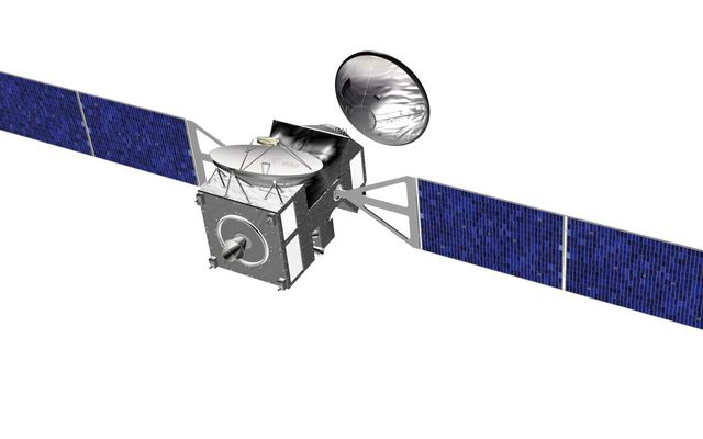 This is an artist's concept of the planned spacecraft, which will carry five science instruments plus a European entry, descent and landing demonstrator vehicle.