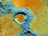 On the southwest edge of the immense volcanic region of Tharsis, lava from its giant volcanoes flowed down to meet the old cratered landscape of Terra Sirenum.