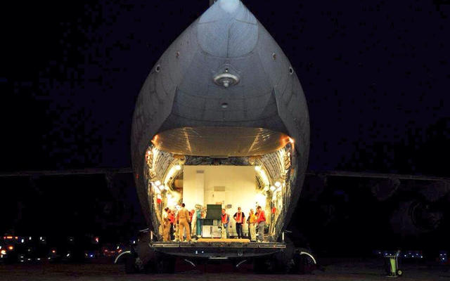 In the late evening hours of August 2, 2013, the MAVEN spacecraft arrived on the Shuttle Landing Facility at Kennedy Space Center in Florida.