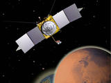This is an artist's conception of NASA's Mars Atmosphere and Volatile Evolution MissioN (MAVEN)  Mars orbiter.