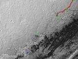 This map shows the route driven by NASA's Mars rover Curiosity through the 561st Martian day, or sol, of the rover's mission on Mars (March 5, 2014).