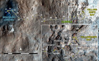 Curiosity's Traverse Map Through Sol 307