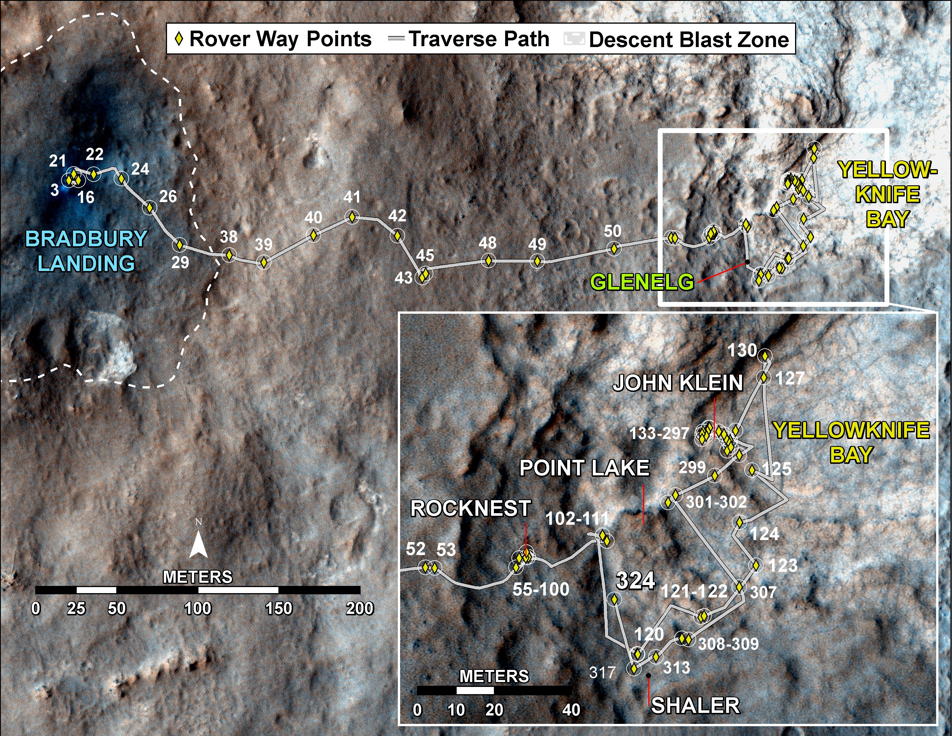 mars rover travel map