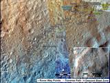 This map shows the route driven by NASA's Mars rover Curiosity through the 426 Martian day, or sol, of the rover's mission on Mars (October 18, 2013).
