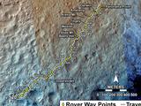 This map shows the route driven by NASA's Mars rover Curiosity through the 520 Martian day, or sol, of the rover's mission on Mars (January 22, 2014).