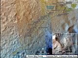 This map shows the route driven by NASA's Mars rover Curiosity through the 526 Martian day, or sol, of the rover's mission on Mars (January 28, 2014).