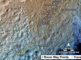 This map shows the route driven by NASA's Mars rover Curiosity through the 535 Martian day, or sol, of the rover's mission on Mars (February 6, 2014).