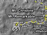 This map shows the route driven by NASA's Mars rover Curiosity through the 651 Martian day, or sol, of the rover's mission on Mars (June 6, 2014).