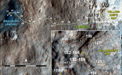 Curiosity's Traverse Map Through Sol 166