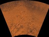 Mars digital-image mosaic merged with color of the MC-29 quadrangle, Eridania region of Mars. The quadrangle is dominated by heavily cratered highlands, with some moderately cratered plains in the central part and large ridge systems in the southern part. The west-central part is marked by a large impact crater, Kepler. Kepler is an ancient remnant of the many large impact events that occurred during the period of heavy bombardment.