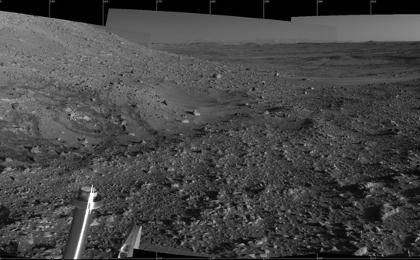 This 360-degree view from a site dubbed "Engineering Flats" shows the rover's shadow.