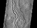 This lava channel is part of the Elysium Mons flows.