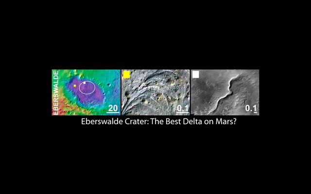 An area inside Eberswalde crater was considered as a landing site for NASA's Mars Science Laboratory mission.