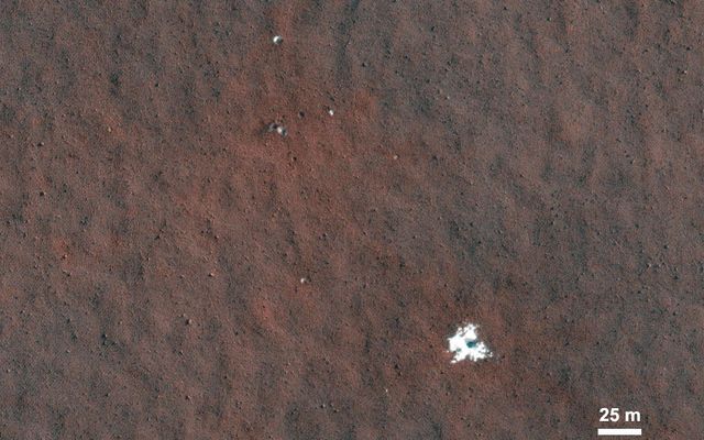 Recent small craters discovered by the High Resolution Imaging Science Experiment camera on NASA's Mars Reconnaissance Orbiter expose buried ice in the middle latitudes of Mars.