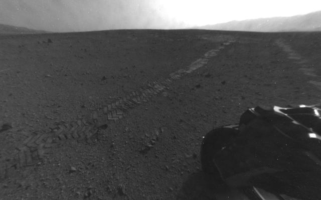 On Aug. 28, 2012, during the 22nd Martian day, or sol, after landing on Mars, NASA's Curiosity rover drove about 52 feet (16 meters) eastward, the longest drive of the mission so far.