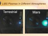 This image shows laser plasmas in a test lab at Los Alamos National Laboratory, N.M., under typical atmospheric pressures on Earth and Mars.