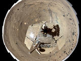 This self-portrait of NASA's Mars Exploration Rover Spirit is a polar projection of the 360-degree "McMurdo" panorama made from images taken by Spirit's panoramic camera (Pancam).