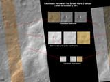 This set of images shows what might be hardware from the Soviet Union's 1971 Mars 3 lander, seen in a pair of images from the High Resolution Imaging Science Experiment (HiRISE) camera on NASA's Mars Reconnaissance Orbiter.