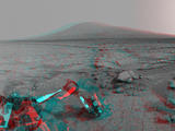 Left and right eyes of the Navigation Camera (Navcam) in NASA's Curiosity Mars rover took the dozens of images combined into this stereo scene of the rover and its surroundings