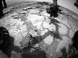NASA's Mars rover Curiosity used its front left Hazard-Avoidance Camera for this image of the rover's arm over the drilling target "Cumberland" during the 275th Martian day, or sol, of the rover's work on Mars (May 15, 2013).