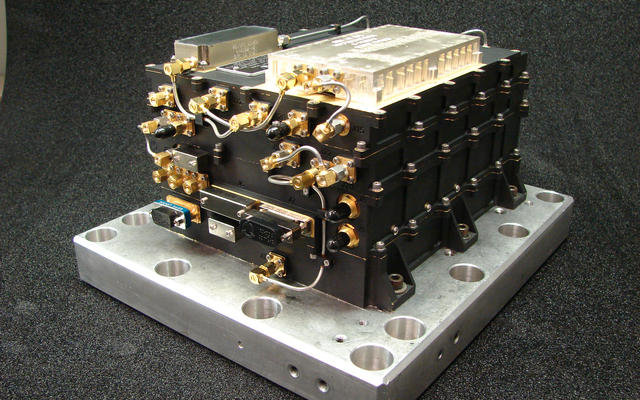 This radio hardware, the Electra UHF Transceiver on NASA's MAVEN mission to Mars, is designed to provide communication relay support for robots on the surface of Mars.