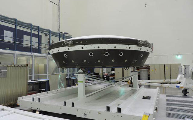 The main structural body of the second flight test vehicle in NASA's Low-Density Supersonic Decelerator (LDSD) project is seen during its assembly in a cleanroom at NASA's Jet Propulsion Laboratory. The flight test for this vehicle is planned for the summer of 2015.
