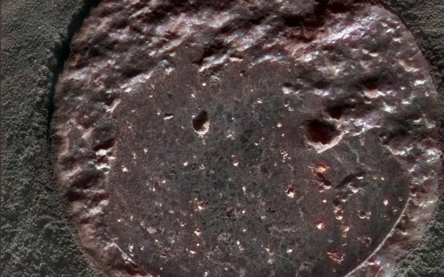 This false-color image shows a close-up look at the rock dubbed "Humphrey."