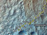 This map shows the route driven by NASA's Mars rover Curiosity through the 477 Martian day, or sol, of the rover's mission on Mars (December 9, 2013).