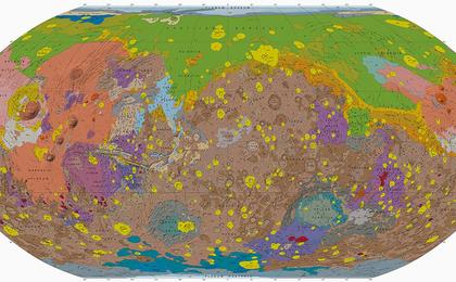 This shows a detailed geological map of the surface of Mars.