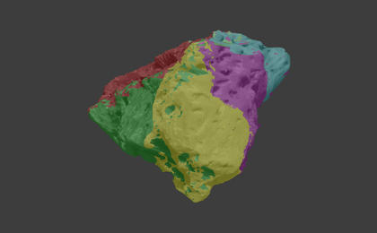 Divide and conquer: combining 11 small sections of "Block Island" (the color map shows five of the sections).