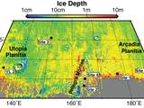 Expected Depths to Ice, Mid-Latitude Northern Mars