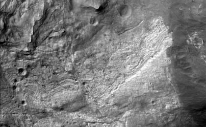 First image from the high resolution camera on the Mars Reconnaissance Orbiter
