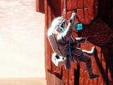 In this artist's concept, an astronaut collects Mars rock samples on the largest shield volcano in the solar system.